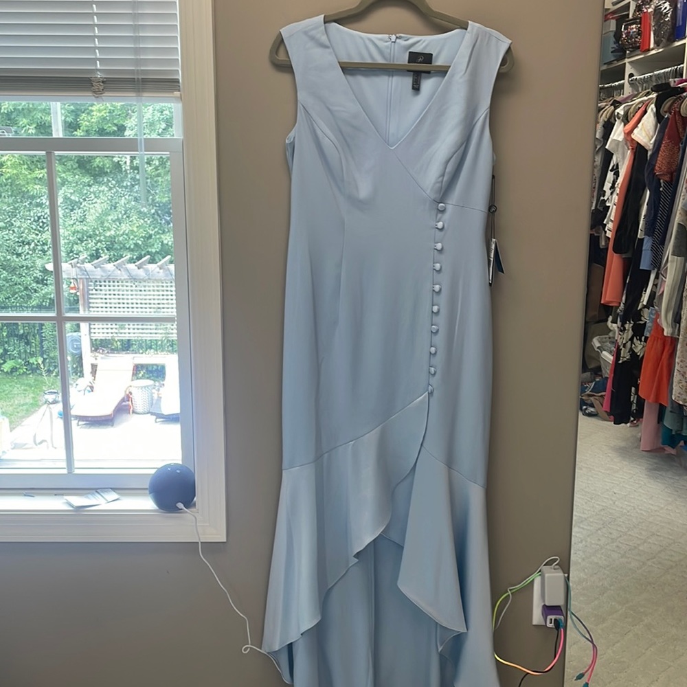 Adrianna Papell womens Satin Crepe Hi Low Hem Dress